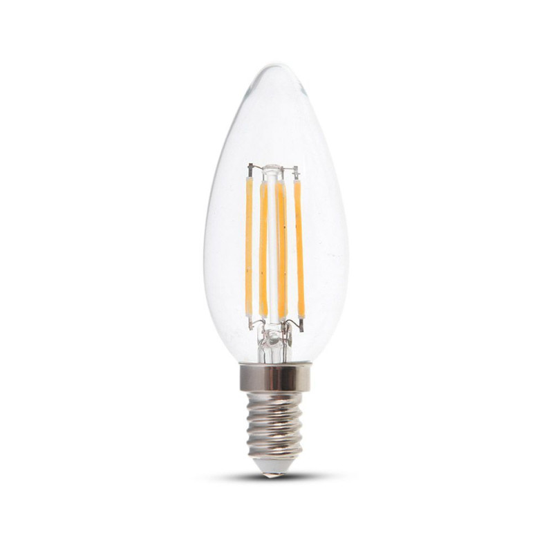 V.TAC LED žiarovka E14 C37 4W teplá biela filament