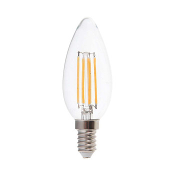 V-TAC LED žiarovka E14 C37 6W teplá biela filament