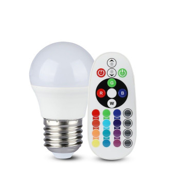 V-TAC LED žiarovka E14 P45 3,5W RGB+denná biela s diaľkovým ovládaním