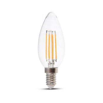 V-TAC LED žiarovka E14 C37 6W teplá biela filament