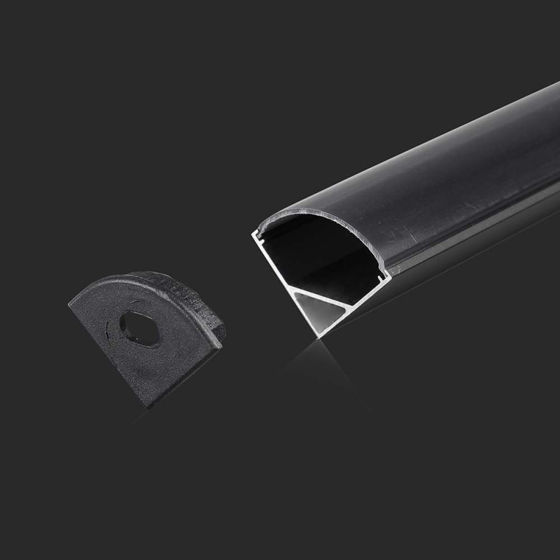 V-TAC hliníkový profil pre LED pásy 2000x15,8x15,8mm čierny rohový - 2m