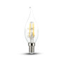 V-TAC LED žiarovka E14 C37 4W 2700K filament stmievateľná s chvostom