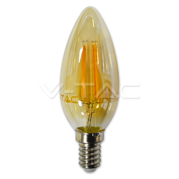 V-TAC LED žiarovka E14 C37 4W teplá biela filament amber