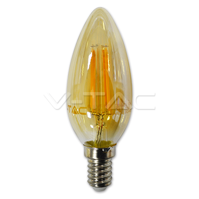 V-TAC LED žiarovka E14 C37 4W teplá biela filament amber