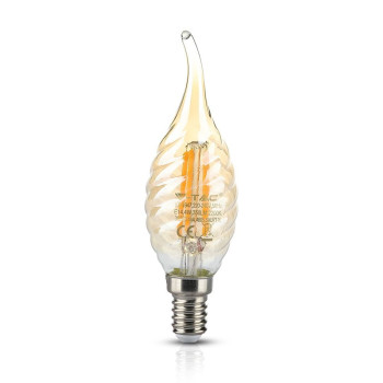 V-TAC LED žiarovka E14 C37 4W 2200K filament amber twist
