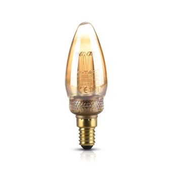 V-TAC LED žiarovka E14 C37 2W 1800K filament amber